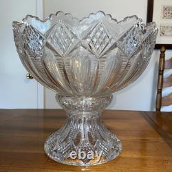Duncan & Miller Punch Bowl & Base. 12 Tall (includes Base) X 14Pressed Glass