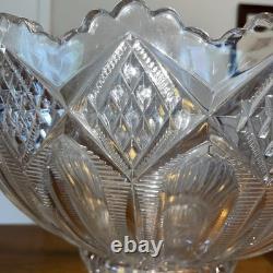 Duncan & Miller Punch Bowl & Base. 12 Tall (includes Base) X 14Pressed Glass
