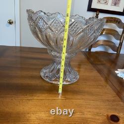 Duncan & Miller Punch Bowl & Base. 12 Tall (includes Base) X 14Pressed Glass