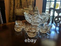 Duncan Miller Rosette And Block Punch Bowl 8 Cups Gold Flash