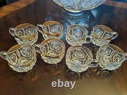 Duncan Miller Rosette And Block Punch Bowl 8 Cups Gold Flash