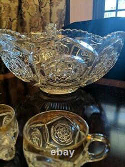 Duncan Miller Rosette And Block Punch Bowl 8 Cups Gold Flash