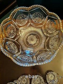 Duncan Miller Rosette And Block Punch Bowl 8 Cups Gold Flash