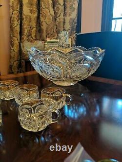 Duncan Miller Rosette And Block Punch Bowl 8 Cups Gold Flash