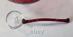 Duncan Miller Ruby Red Glass Punch Bowl Set With 8 Handled Cups & Glass Ladle