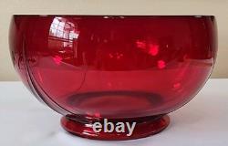Duncan Miller Ruby Red Glass Punch Bowl Set With 8 Handled Cups & Glass Ladle