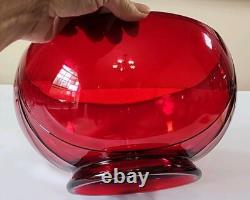 Duncan Miller Ruby Red Glass Punch Bowl Set With 8 Handled Cups & Glass Ladle