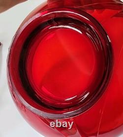 Duncan Miller Ruby Red Glass Punch Bowl Set With 8 Handled Cups & Glass Ladle