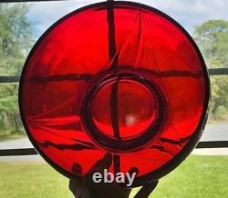 Duncan Miller Ruby Red Glass Punch Bowl Set With 8 Handled Cups & Glass Ladle