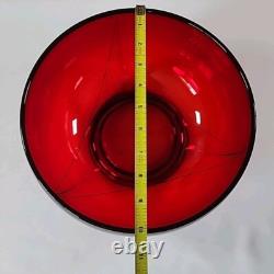Duncan Miller Ruby Red Glass Punch Bowl Set With 8 Handled Cups & Glass Ladle