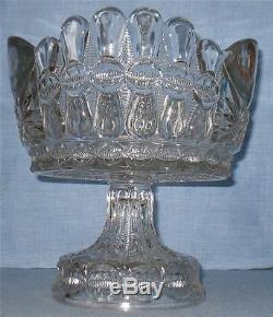 EAPG CLEAR BOW TIE PUNCH BOWL, FLAT, ONE-PIECE with SCALLOPED RIM