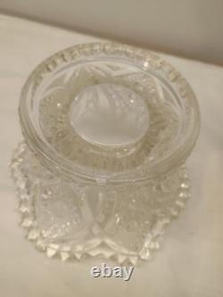 EAPG Cambridge Glass Crystal Punch Bowl Sawtooth Stars Diamonds