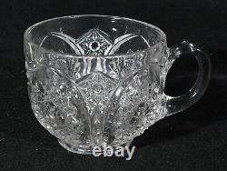 EAPG Duncan Miller Homestead Punch Bowl, Stand, Ladle, 12 Cups