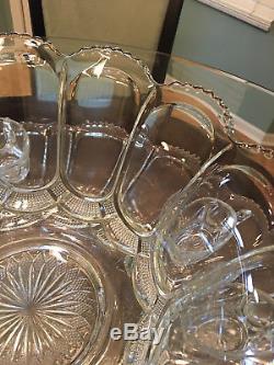 EAPG Galloway Punch Bowl Under Plate and 10 Cups PERFECT