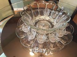 EAPG Galloway Punch Bowl Under Plate and 10 Cups PERFECT