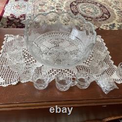 EAPG Glass MANHATTAN Punch Bowl Bulls Eye Tiffin Franciscan 13 3/8 x 8 Cups