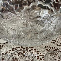EAPG Glass MANHATTAN Punch Bowl Bulls Eye Tiffin Franciscan 13 3/8 x 8 Cups