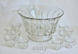 EAPG Glass Punch Bowl, Ladle &10 cups Duncan Miller #72Flawless/Top Notch 1909