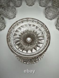 EAPG Imperial 404 Hobstar Arches Punch Bowl w 11 Cambridge Inverted Feather Cups