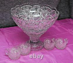 EAPG Imperial Broken Arches Punch Bowl 6 Piece Set Vintage M3777