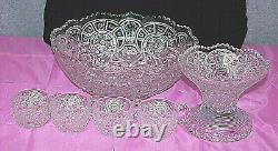 EAPG Imperial Broken Arches Punch Bowl 6 Piece Set Vintage M3777