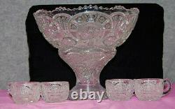 EAPG Imperial Broken Arches Punch Bowl 6 Piece Set Vintage M3777