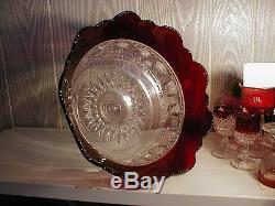 EAPG KINGS CROWN = RUBY STAINED = ORANGE/PUNCH BOWL= MUSEUM QUALITY