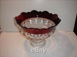 EAPG KINGS CROWN = RUBY STAINED = ORANGE/PUNCH BOWL= MUSEUM QUALITY