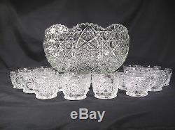 EAPG L E Smith Daisy and Button Punch Bowl with18 Cups