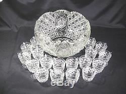 EAPG L E Smith Daisy and Button Punch Bowl with18 Cups