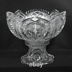 EAPG Mckee Glass Nortec (Centipede) Punch Bowl With Base & Five Cups