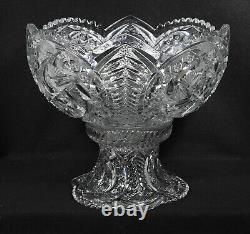 EAPG Mckee Glass Nortec (Centipede) Punch Bowl With Base & Five Cups