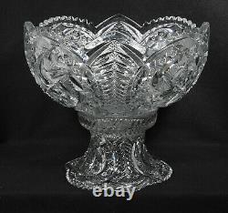 EAPG Mckee Glass Nortec (Centipede) Punch Bowl With Base & Five Cups