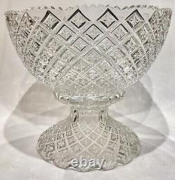 EAPG Monongah Diamond & Star Punch Bowl with Stand Circa 1915 RARE