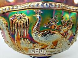 EAPG Northwood Carnival Glass Peacock at the Fountain 11 Punch Bowl VERY RARE