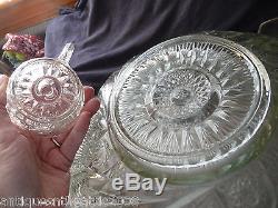 EAPG Slewed Horseshoe/Radiant Daisy Punch Bowl, Platter 12 Original Cups & Ladle