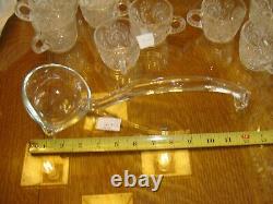 EAPG Slewed Horseshoe Radiant Daisy Punch Bowl, ladle, 17 cups and Underplate