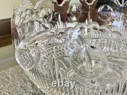 EAPG U. S. Glass MANHATTAN Punch Bowl Bulls Eye Tiffin Franciscan 24 Cups Ladle