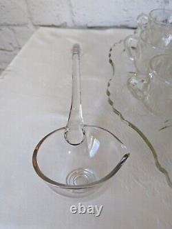EAPG US Glass MANHATTAN Punch Bowl COMPLETE Set Tiffin Franciscan