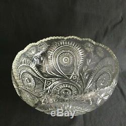 EAPG US Glass No. 15111 Slewed Horseshoe Punch Bowl & Underplate Tray Set Large