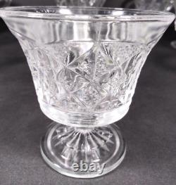 EAPG Vintage Punch Bowl Set Clear Glass Diamond Cut /Bowl/ Stand/10 Footed Cups