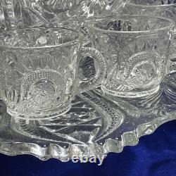 EUC L. E. Smith Vintage 13 Piece Punch Bowl Set Galaxy Pattern 10 Cups & Ladle