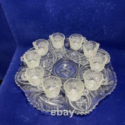 EUC L. E. Smith Vintage 13 Piece Punch Bowl Set Galaxy Pattern 10 Cups & Ladle