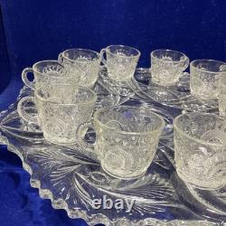 EUC L. E. Smith Vintage 13 Piece Punch Bowl Set Galaxy Pattern 10 Cups & Ladle
