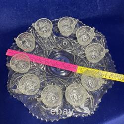 EUC L. E. Smith Vintage 13 Piece Punch Bowl Set Galaxy Pattern 10 Cups & Ladle