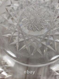 EUC Vintage Quaker City Denver Etched Cut Glass Crystal Two Piece Punch Bowl