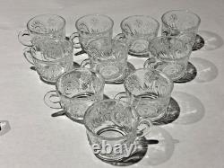 EXQUISITE SET PUNCH BOWL CUPS UNDERPLATE LADLE PINWHEEL & STARS L. E. Smith