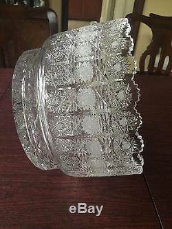 EXTRA LARGE Czech Brilliant Hand Cut Crystal Glass Punch Fruit Bowl 12 LBS! WOW