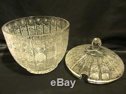 Eapg Punch Bowl & LID Clear Glass Geometric Shapes & Designs Unk Maker Unsigned