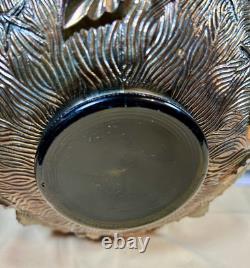 Early 20th-C Henry Northwood Iridescent Glass Acorn Burrs Punch Bowl & 6 Cups